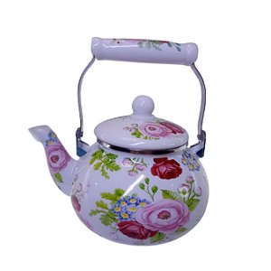 Chaleira Esmaltada 2,5 Litros Flores e Rosas