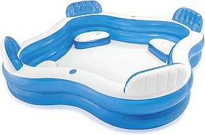 Piscina Familiar Com Assentos E Porta Copos 990 Litros Intex