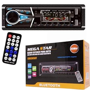 Rádio Estéreo Bluetooth Para Automóvel Mega Star