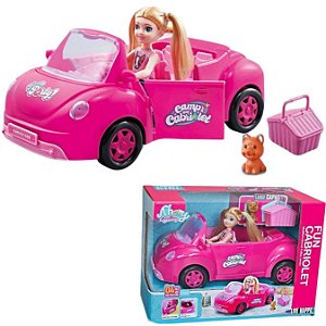 Brinquedo Carro com acessorios e mini boneca Tipo Barbie Thamy