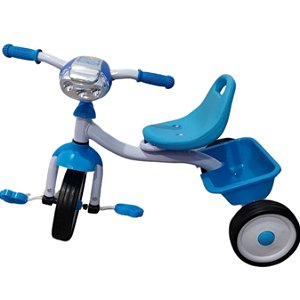 Triciclo infantil pedal com som e luz suporta 25 kg Cor:Azul