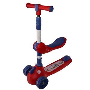 Patinete Infa. 2 Em 1 Com Assento e Luz LED Som Cor:Vermelho