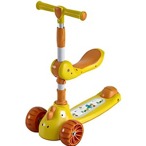 Patinete Inf 2 Em 1 Com Assento e Luz LED Som  Cor:Amarelo
