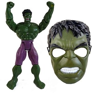 Boneco Super Heróis  1 Boneco 25cm + 1 Mascara Personag:Hulk