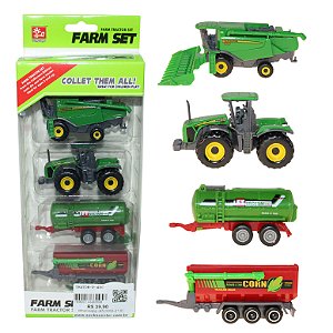 KIT TRATOR DE BRINQUEDO COM 4 PEÇAS COLECIONAVEL