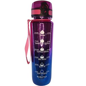 Garrafa Squeeze Degradê Metalizada 1L Academia Cor:Rosa