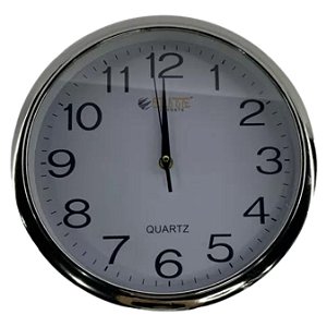 Relogio de Parede Redondo 25cm Elite Imports Cor Prata