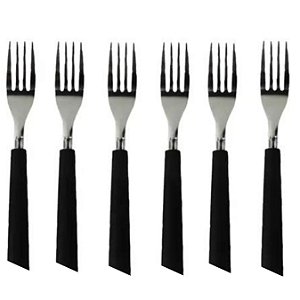 GARFO JANTAR CABO DE PLASTICO 6UN PRETO