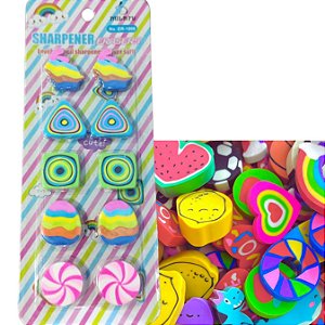 KIT 10 BORRACHAS FORMATOS E CORES DIVERSIFICADO