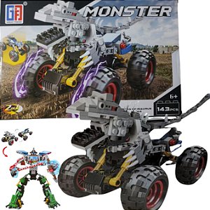 Bloco De Montar 143 Pç Brinquedo Carro Monster
