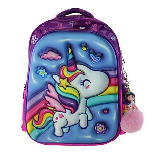 Mochila Escolar Infantil 3D Alto Relevo Personag:Unicornio 1