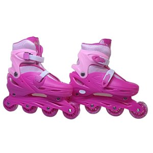 Patins Inline Roller De 4 Rodas Rosa Elite Tamanho:28/31