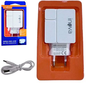 Carregador USB e Type C 20W+25W Inova CAR-3270C