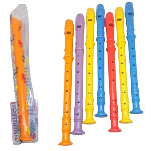 Flauta Doce Colorida Unitário Instrumento Infantil Musical
