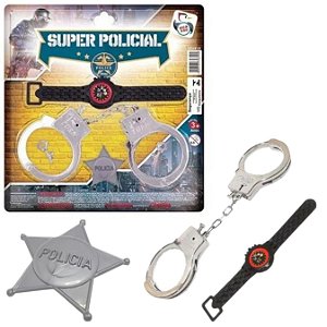 Kit Policial Algema Distintivo e Relógio Pica Pau 399