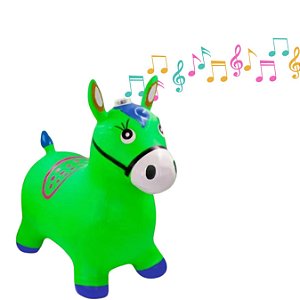Cavalinho Upa Upa Brinquedo Pocoto Inflavel Musical Cor:Verd