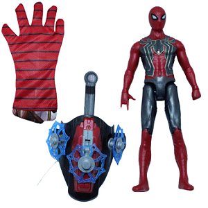 Brinquedo Boneco, luva e Lançador Teia do Homem Aranha