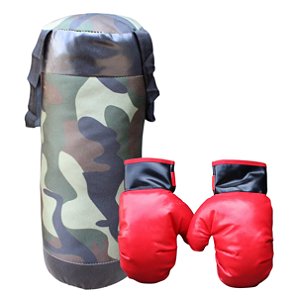 Kit Saco De Pancada Infantil Mais Par De Luvas Boxe 50CM