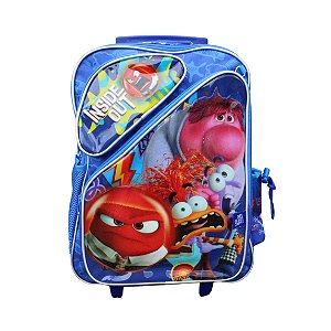 MOCHILA ESCOLAR DIVERTIDAMENTE REFORÇADA AZUL COM RODINHAS