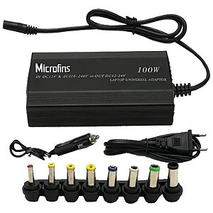 Fonte Universal Microfins HR1009 100W Bivolt para Laptops - Cor Preta