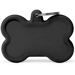 Identificador de Animal de Estimação Osso XL - Modelo Hta01XLBL Preto