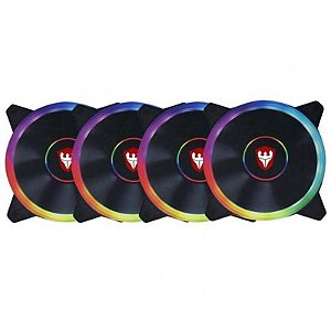 Kit de Ventiladores RGB Sate LED - 4 Coolers com Conexão Molex