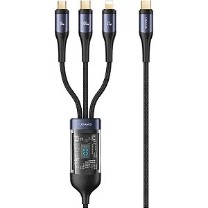 Cabo Usams U83 3 em 1 PD 100W - 1,2 Metros, Conector Rápido para Carregamento Eficiente