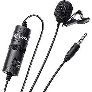 Microfone de Lapela Profissional Boya BY-M1 com Conexão de 3.5mm para Gravações de Alta Qualidade