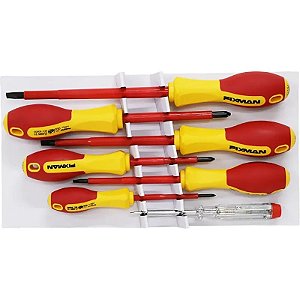 Kit de Ferramentas Isoladas VDE Fixman D1809 - 7 Peças Profissionais de Alta Qualidade