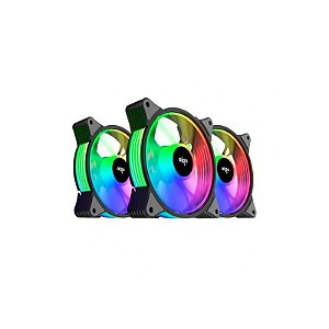 Ventoinha Cooler Aigo AR12 Kit 3 em 1 ARGB Preto com Controle Sensor