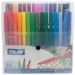 Caneta Pincel Milan Fine-Tip 06CT30 - Conjunto de 30 Unidades