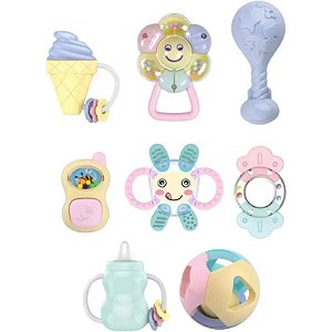 Chocalhos para Bebê Huanger - Conjunto de 8 Peças HE0122