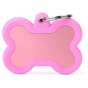 Identificador de Animal de Estimação MyFamily - Osso Rosa - Modelo HTA01Pink