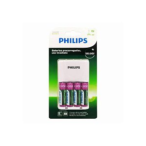 Recarregador De Pilhas Philips Com Bateria Recarregável - Scb2445Nb