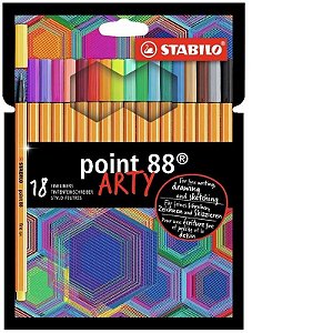 Caneta Stabilo Point 88 Arty 0.4Mm - Conjunto Com 18 Cores Vibrantes