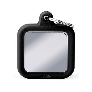 Identificador Myfamily para Animais de Estimação - Modelo Quadrado. Preto