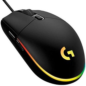 Mouse para Jogos Logitech G203 USB 8000 DPI com Iluminação RGB - Preto