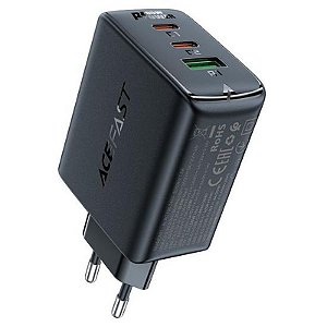 Carregador Rápido Acefast A41 PD 65W com 2 Portas USB-C - Cor Preto