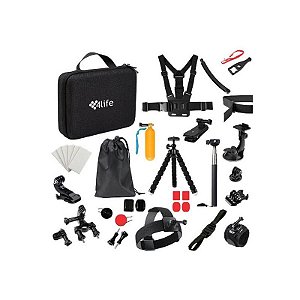 Kit Completo de Acessórios para Câmeras de Ação 4LIFE FL50 - Cor Preta