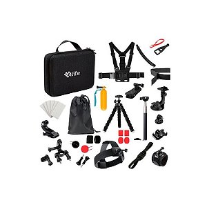 Kit de Acessórios 4LIFE FL50 - 50 Itens para Câmeras de Ação GoPro