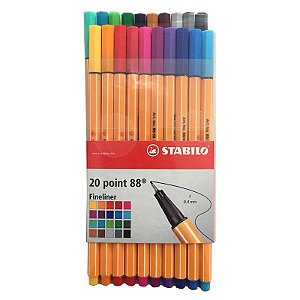 Caneta Fineliner Stabilo Point 88 0.4 mm - Conjunto com 20 Cores Criativas