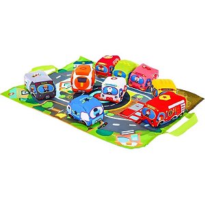 Carrinhos de Brinquedo em Cidade - Conjunto HE0244 com 10 Peças