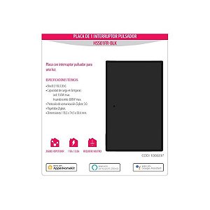 Interruptor Inteligente Zigbee Homie Esp Push 1 Preto HSS01FR-BLK