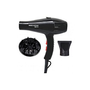 Secador de Cabelo Mega Star SC2810 - Potência 110V, Preto Brilhante