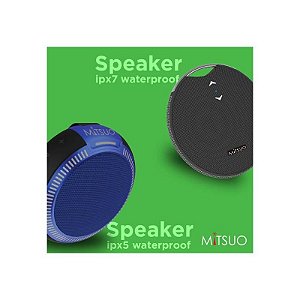 Caixa de Som Portátil Mitsuo IPX7 à Prova d'Água Bluetooth Preta