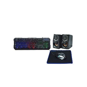 Teclado e Mouse Gamer Satellite GK-42 RGB com Mousepad e Caixa de Som - Preto
