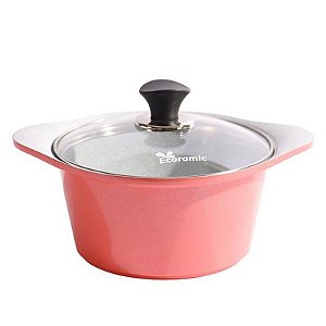 Caçarola de Cerâmica Ecoramic com Tampa Rosa 20CM