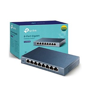Switch de Rede Tp-Link TL-SG108 8 Portas Gigabit Ethernet. 10/100/1000Mbps