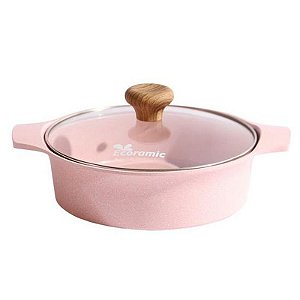 Cazuela Ecoramic Rosa com Tapa 20CM - Requinte e Praticidade na Cozinha