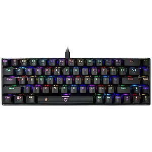 Teclado Gamer Satellite King Fight GK-55 2 em 1 Branco (Inglês Com Fio) Switch Azul